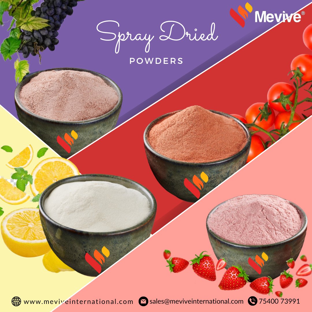 MeviveIntl's tweet image. Bye artificial preservatives, hello fruit power! Our fruit powders preserve your favourite recipes naturally. Get creative with our versatile powders for baking and smoothies.🍓🌿🍊
.
#fruitpowder #beverage #drinks #mevive #fruit #preservative