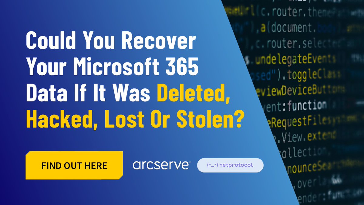 netprotocol's tweet image. Many Microsoft 365 customers don&apos;t back up data stored in this application, despite it being critical to #businesscontinuity and #compliance. Here we offer some guidance to overcoming the risks of potential data loss in Microsoft 365. Read more:  ow.ly/5i9u50QJess @Arcserve