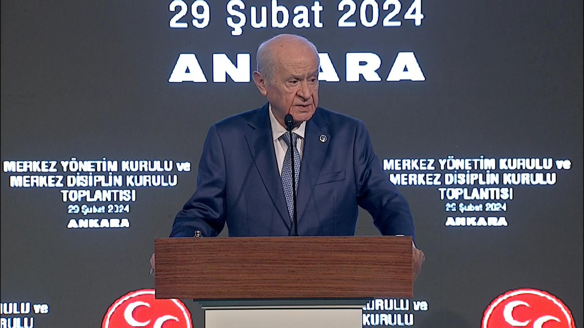 Genel Başkanımız Sayın Devlet BAHÇELİ’nin,
Merkez Yönetim Kurulu, Merkez Disiplin Kurulu Toplantısı sonrasında yaptığı basın toplantısı konuşması.
29 Şubat 2024

mhp.org.tr/htmldocs/genel…