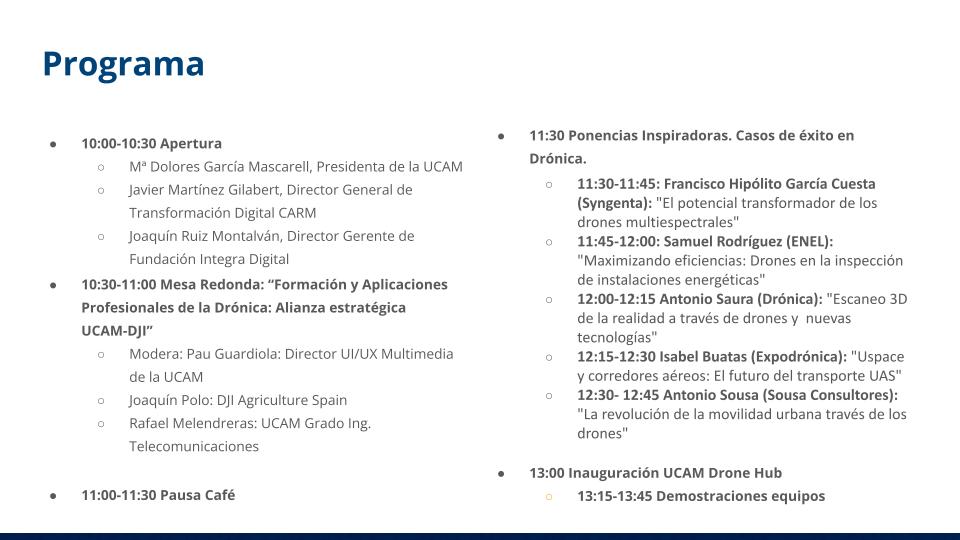 Cómo nos moveremos? Cultivaremos? Grabaremos noticias, vigilaremos, Construiremos o recibiremos paquetes?  No puedes perderte este próximo jueves 7 de marzo en la <a href="/UCAM/">UCAM Universidad</a> el #dronesummit24 Inscripción gratuita aquí: eventos.ucam.edu/111537/detail/…