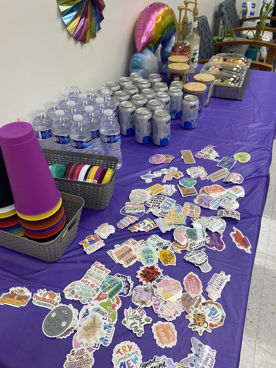 SUCCESS staff is ready to stay healthy and hydrated with a break room Hydration Station! A quick pick me up as we power through to Spring Break! #fcpssuccess #hydrationstation #springbreakcountdown