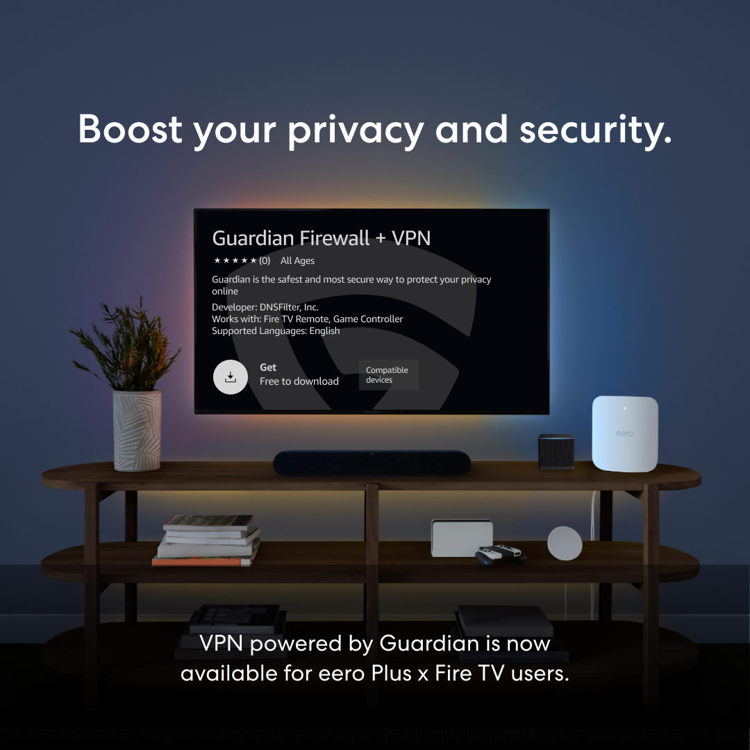 We are excited to announce that Fire TV x eero Plus customers can now launch VPN powered by Guardian directly on Fire TV devices—bringing VPN functionality directly to hundreds of thousands of Fire TV devices 📺 Learn more here: bit.ly/49Lp70Z @amazonfiretv