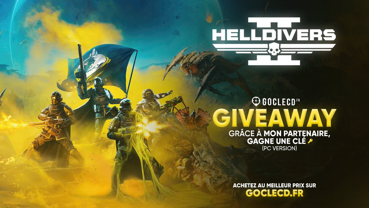 Citoyen, la Super Terre à besoin de toi 

Aujourd'hui avec mon partenaire on te fait gagner une clé #Helldivers2 pour t'aider à aller propager un peu de démocratie dans la galaxie !

▶️ Follow <a href="/TontonArtheon/">🔴 Tonton Artheon 🔴</a> et <a href="/Goclecd/">Goclecd.fr</a> 
▶️LIKE et RT ce post et tag un camarade !

TAS 07/03