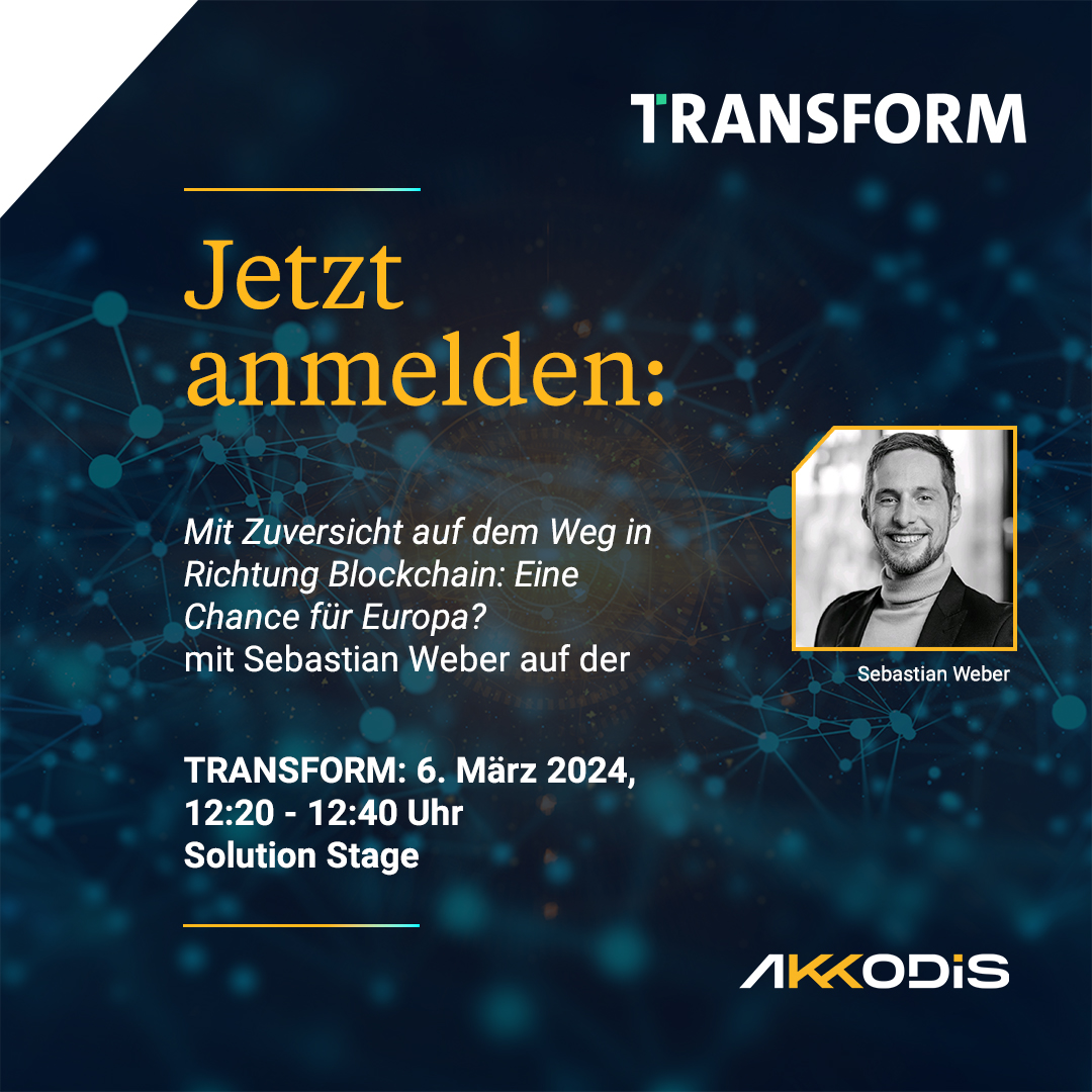 Entdeckt die Zukunft der Blockchain in Europa mit uns! 🌍 Sebastian Weber, unser DLT Program Lead, spricht am 6. März 2024 bei TRANSFORM in Berlin. Erfahrt, wie Akkodis die digitale Zukunft mitgestaltet. Seid dabei! #TRANSFORM2024 #Blockchain #Akkodis