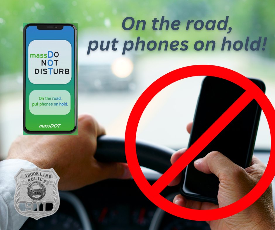 MassDOT is commemorating the 4year anniversary of the Hands-Free Law that prohibits the use of electronic devices while driving unless being used hands-free.
BPD reminds you every click, swipe, &notification can wait. Putting your phone on ‘Do Not Disturb’. 📵 #massdonotdisturb