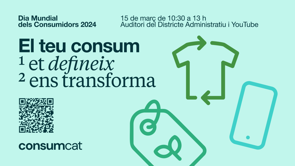 📅📌S’acosta el 15 de març #DiaMundialConsumidor i des de #Consumcat ho celebrem amb una jornada per reflexionar i debatre sobre com les nostres decisions de consum parlen de nosaltres i generen impacte i transformen la societat i el món. 📲Tota la info a consum.gencat.cat/ca/detalls/act…