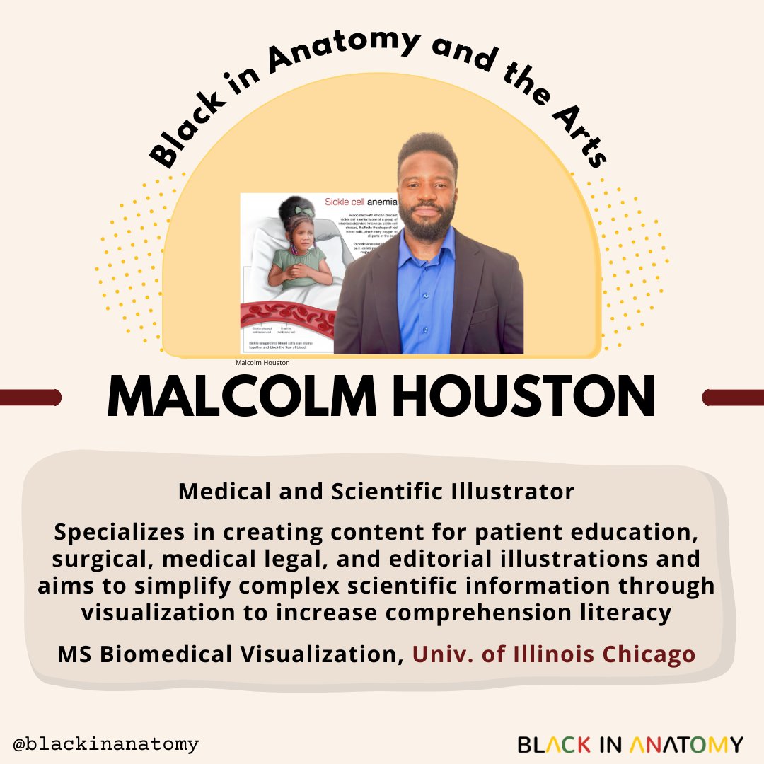 This #BlackinAnatArt feature is of Malcolm Houston -- medical illustrator and founder of Malcolm Houston Illustrations. He specializes in patient education, surgical, medical legal, and editorial illustrations See Malcolm’s portfolio on his website: malcolmillustration.com #BHM