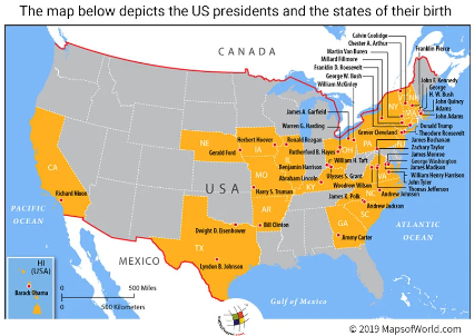 mapsofworld's tweet image. Did you know only 21 states out of 50 have produced a President! Interestingly, four of the first five presidents hailed from Virginia. Click to know about all the US presidents by home state - mapsofworld.com/answers/united…
#Presidents #USHistory #MapsofWorld