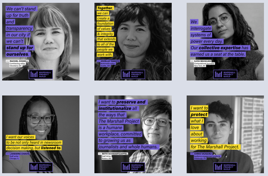 🚨 Thrilled to share that we are unionizing! 

I could not be more happy or proud of my colleagues than I am today ✊💙
marshallprojectguild.org