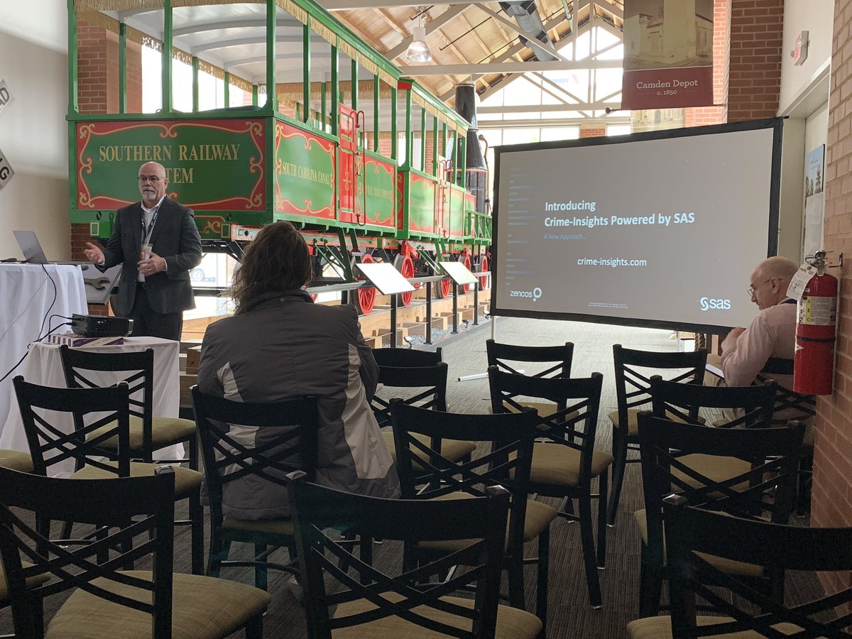 CarolinasCrime's tweet image. Brian Acken with SAS presenting on their Crime Insights tool for analysts working with NIBRS data at the Carolinas Crime Analysis Association 2024 conference in #CharlestonSC #crimeanalyst #crimeanalysis #intelligenceanalyst #intelligenceanalysis #CCAA2024conference