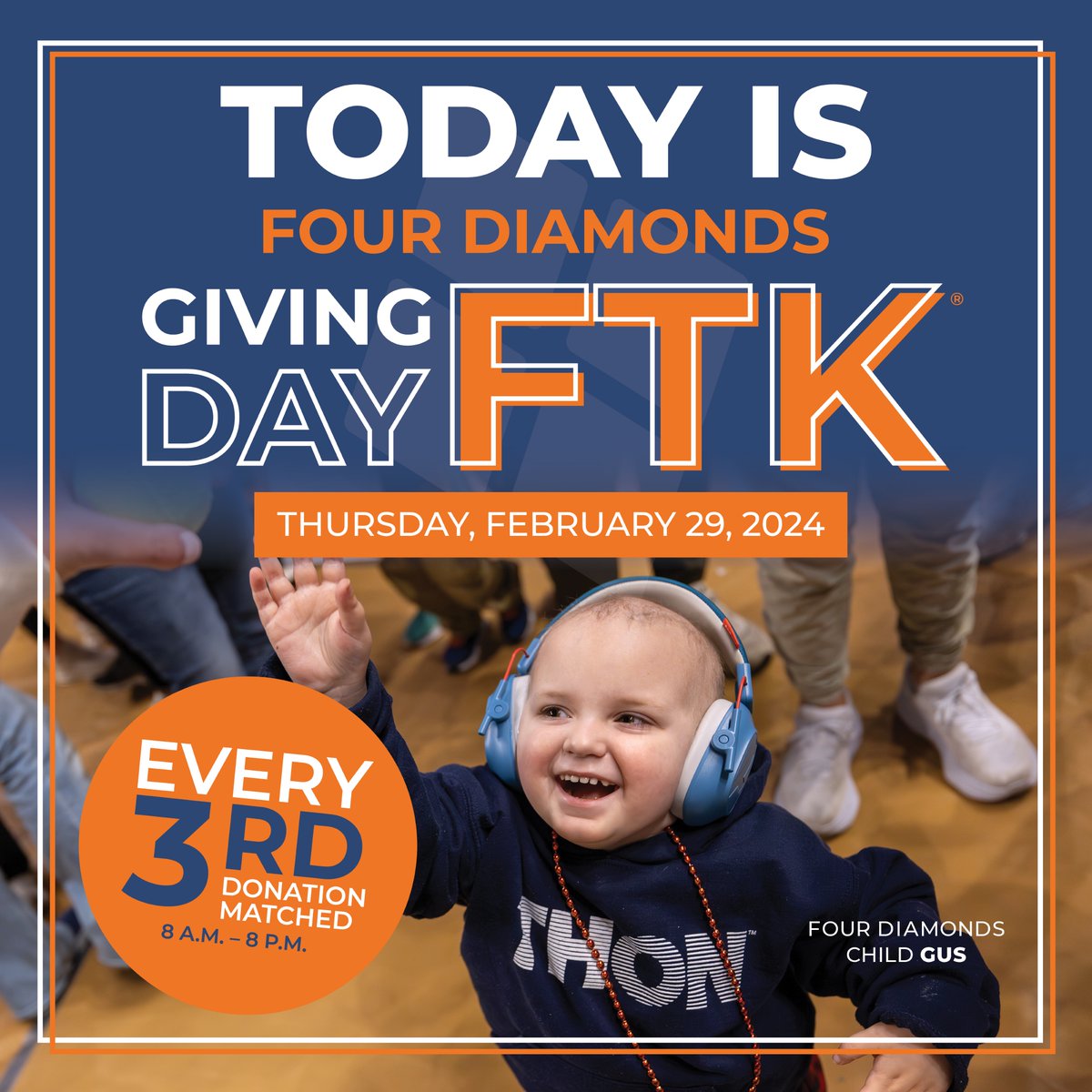 Today is Giving Day FTK®! LEAP INTO ACTION and help #ConquerChildhoodCancer by making a gift to Four Diamonds! 🐸 Donations received today on DonorDrive between 8 a.m. – 8 p.m. will be matched thanks to @MIWindows1947! Donate now ➡️ bit.ly/GivingDayFTK24