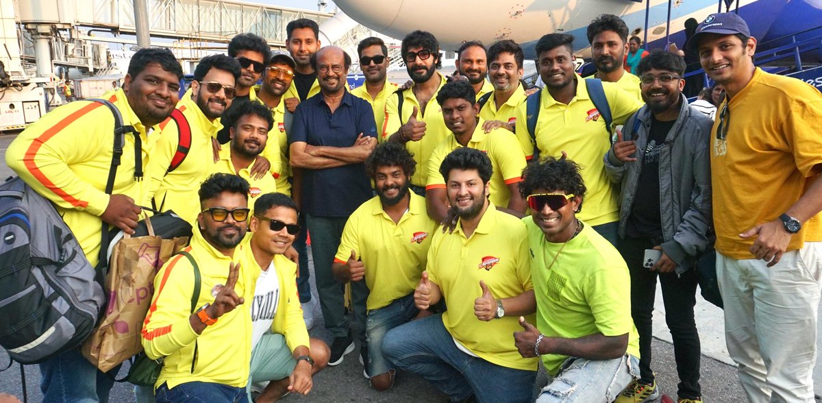 Touch down Hyderabad with Thalaivar !! #thalaivardarisanam #CCL2024 #superstar