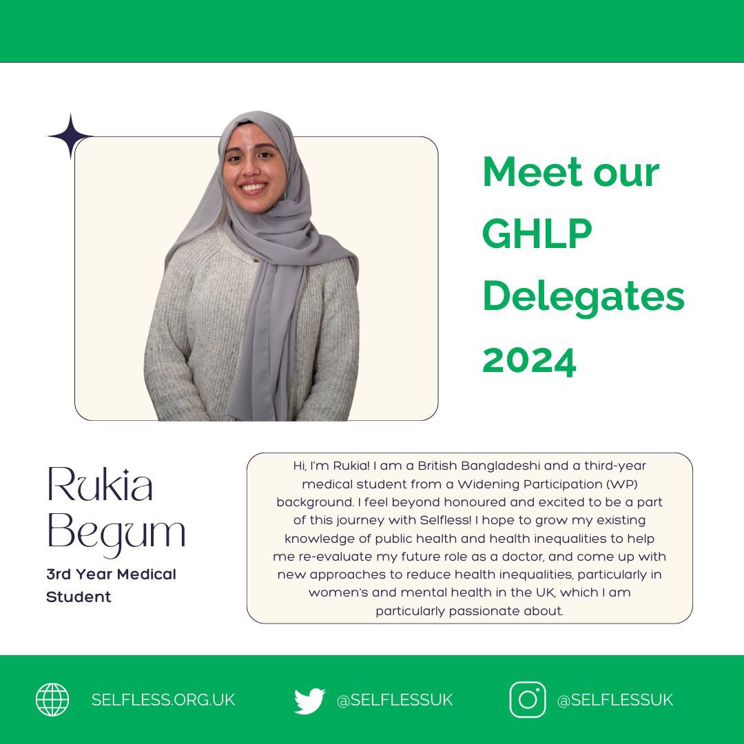 SelflessUK's tweet photo. Introducing our amazing GHLP delegate, Rukia! 

Stand with her as she rallies for global health equity and positive change

Together, let's make a difference. 

Donate here to support her cause:

🖇️ https://t.co/8CK4JVZaFs

#GHLPDelegate #GlobalHealthAdvocate https://t.co/ZHJO1MyT1K