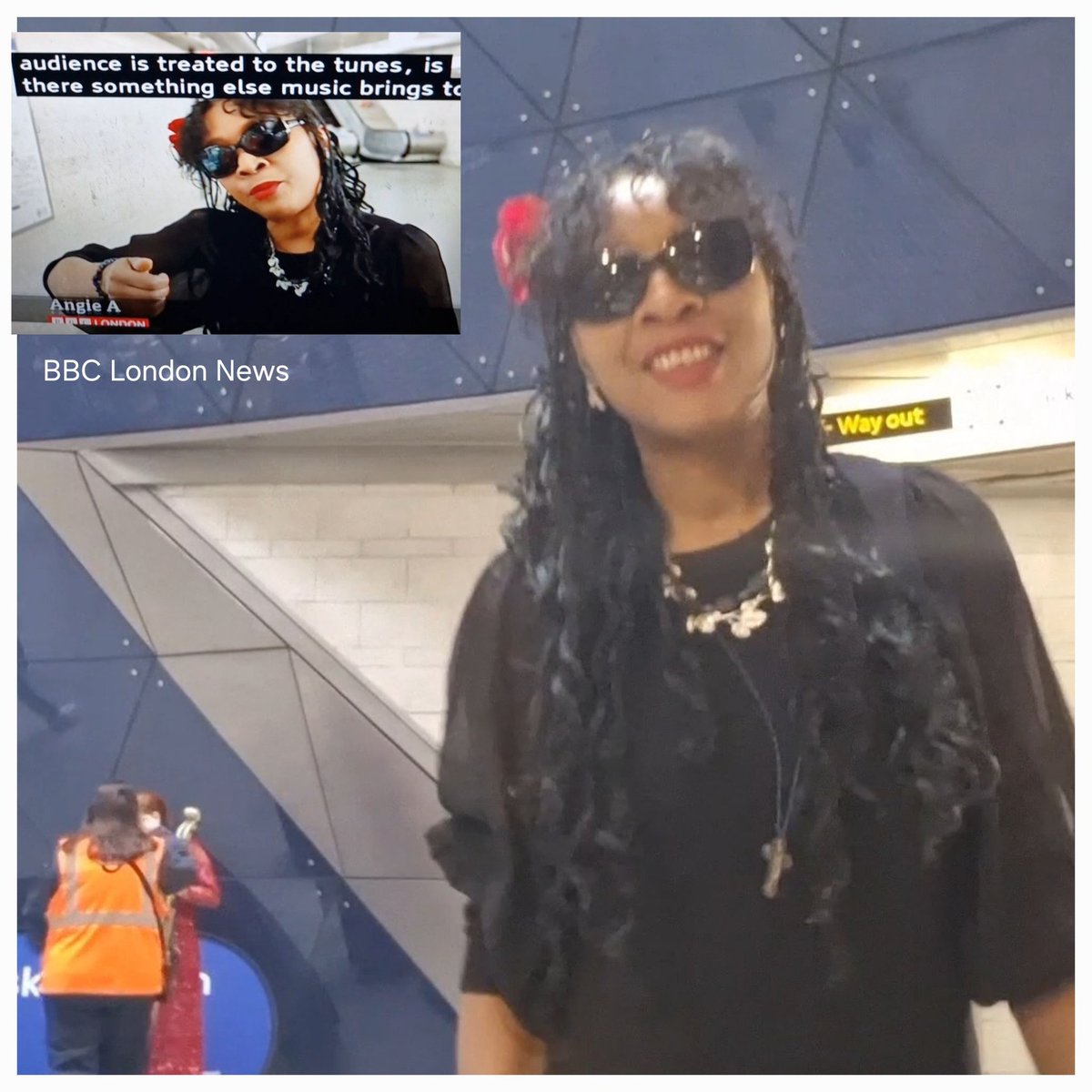 Well that was interesting....I was on BBCLondon News last night ( 6.30pm ) @BBCNews @BBCLondonNews and lovely to meet the BBC reporter & crew. Pinned the photo on left. Thank you @transportforlondon. I love to @BuskInLondon 💚🎶 #music #joy #AngieA #tfl #entertainment #busking