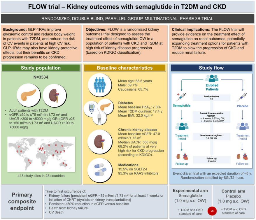 The FLOW trial will shed light on the benefits of #semaglutide on the progression of renal impairment in pts with #T2DM and #CKD. A top-read #PharmaPulse article discusses the potential implications of this upcoming trial for practice: academic.oup.com/ehjcvp/article… #EHJPharmacotherapy