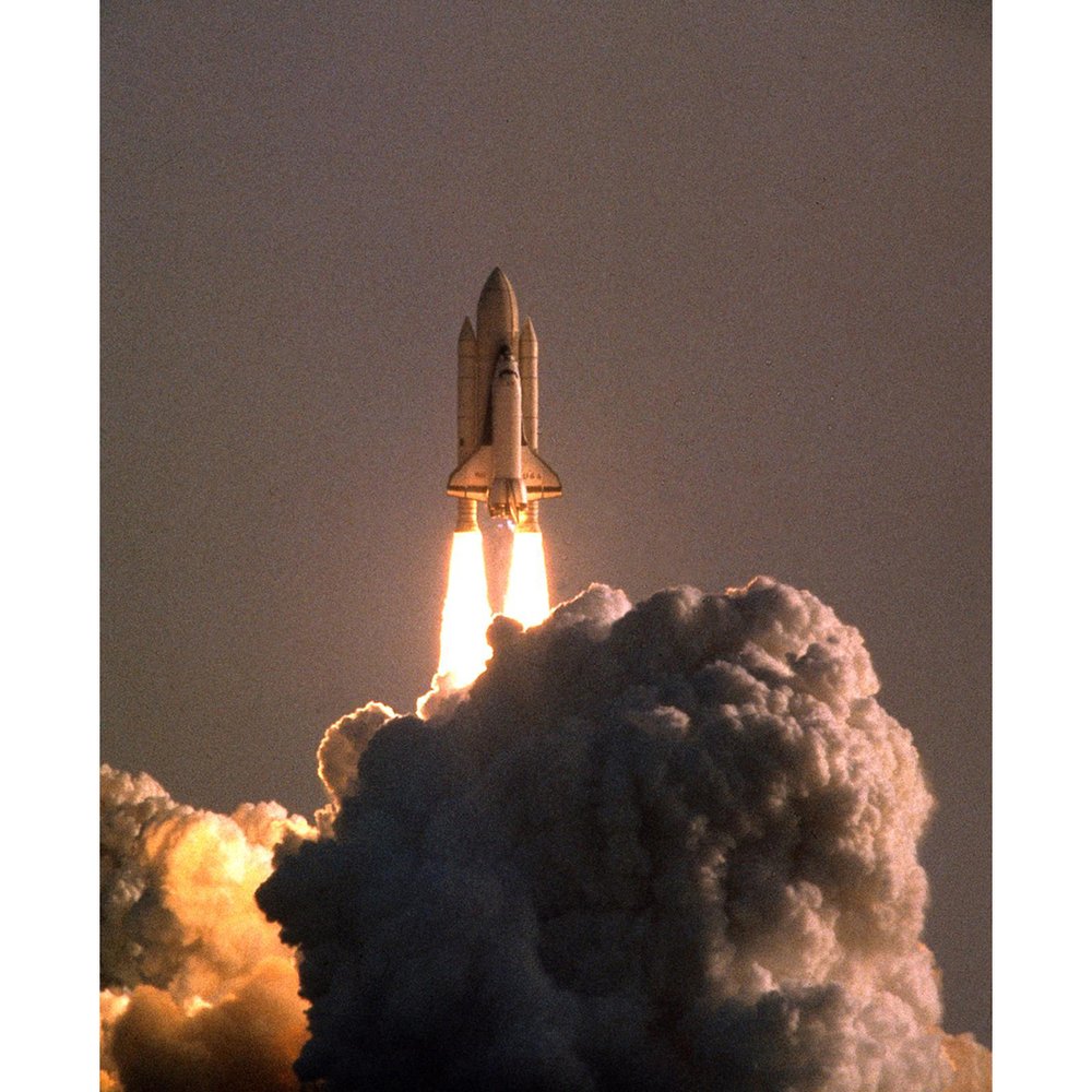 The inaugural launch of the NASA Space Shuttle, Columbia, from the Kennedy Space Center on Merritt Island. Cape Canaveral, Florida. April 12, 1981. #NeilLeifer #photography #nasa #spaceshuttle #columbia