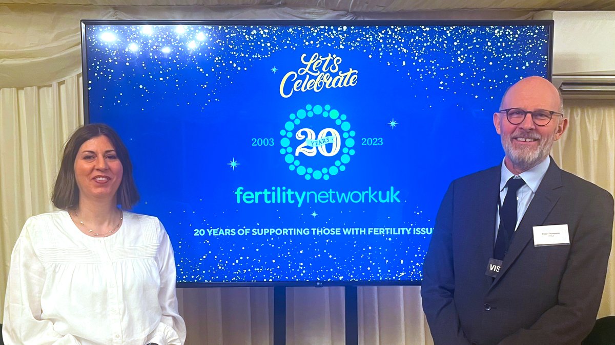 Our CEO, Peter Thompson, and Director of Strategy & Corporate Affairs, Clare Ettinghausen, celebrated 20 years of Fertility Network UK last night. Congratulations @FertilityNUK and thank you for all the support for those with fertility issues over the last two decades.