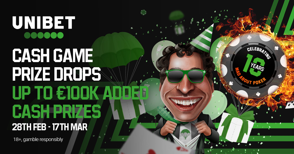 The Unibet #Poker 10th Birthday Prizedrop is ongoing until 17th March. Playing at a qualifying cash table at your normal stakes is all that's required to be eligible. Click here for more info about this promotion,🔞T+Cs apply: unibet.com/promotions/pok…