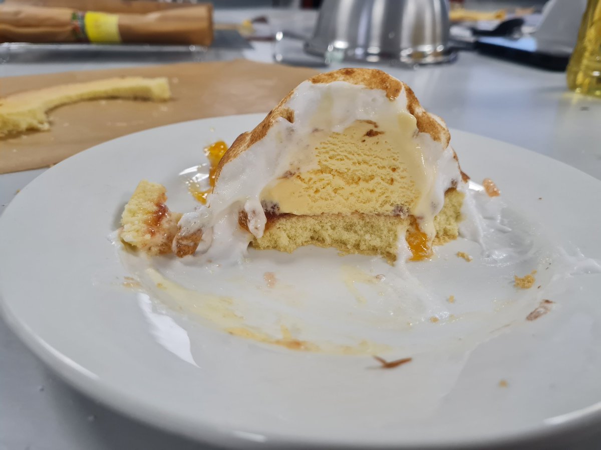 Baked Alaska with 10HC @Whitefield_NW2 #newskills Genoise sponge Italian meringue Not bad for a 1st attempt #WeAREWhitefield #FoodEdToday #Desserts