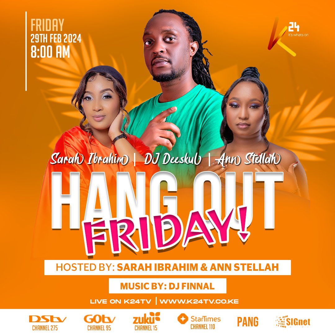 Let’s usher in the weekend in style tomorrow morning on #HangOutFriday with @sarahibrahim254 & @Annestellah.