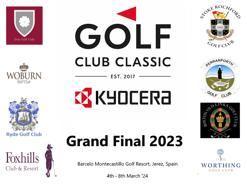 Good Luck to our finalists at the @KYOCERA_DS_UK Golf Club Classic Grand Final next week at @barcelohoteles Montecastillo. 2024 Entry- matchplaygolf.co.uk @WoburnGC @RydeGolfClubIOW @FoxhillsSurrey @Draxgolfclub @PerranporthGolf @BoltonOldLinks @WorthingGC @StokeRochfordGC