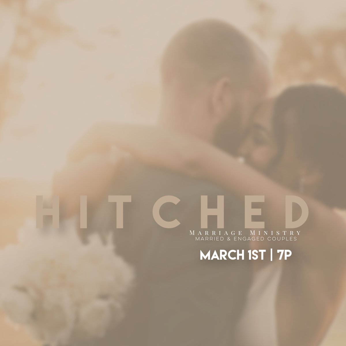 This Friday, March 1st our Hitched small group (married and engaged couples) will be meeting at 7pm in the fellowship. We look forward to a wonderful time of fellowship with our couples.