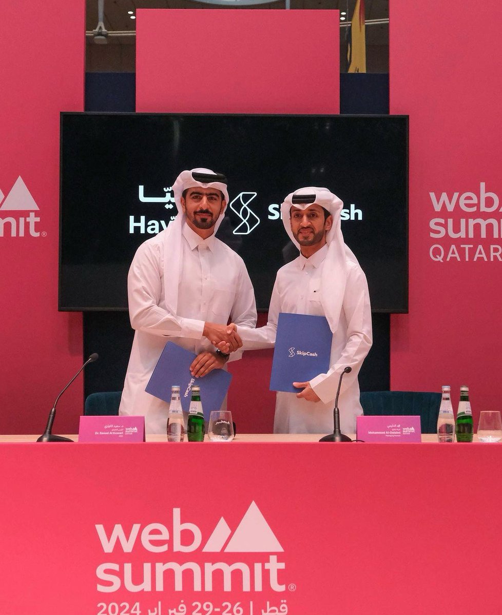 QNAEnglish's tweet photo. #WebSummitQatar2024...#Hayya platform and #SkipCash app announce a strategic partnership to facilitate digital payment transactions for visitors to the state of #Qatar. https://t.co/7Z5rNHd8Fm