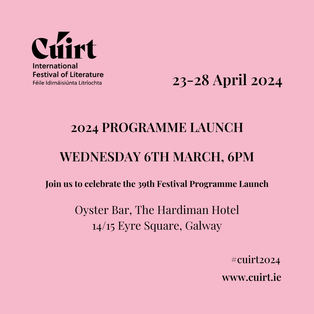 🎉The countdown is on! Just under 1 week to go until the Launch of the Cúirt 2024 Festival Programme! Discover the full programme online at cuirt.ie on Wed March 6th. Please join us in @the_hardiman on Wed March 6th at 6pm for our programme launch. #cuirt2024