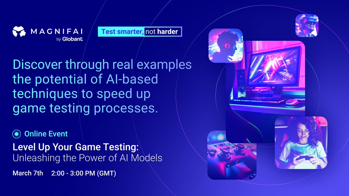 🎮Game testing can be time-consuming. But what if you could automate it using AI? 

Join our online event on March 7th to learn how AI models and computer vision can simplify game testing and speed up the process. 

Save your seat! ➡️ bit.ly/3TedyKa  #gametesting