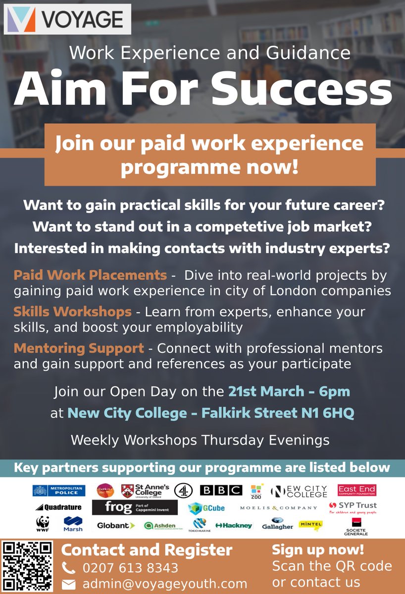 Join our Aim for Success Programme for diverse young people of colour aged 16 - 19! Gain skills, mentoring & paid work experience with leading London companies. We've partnered with a range of companies committed to helping you kickstart your career. voyageyouth.com/news-and-event…