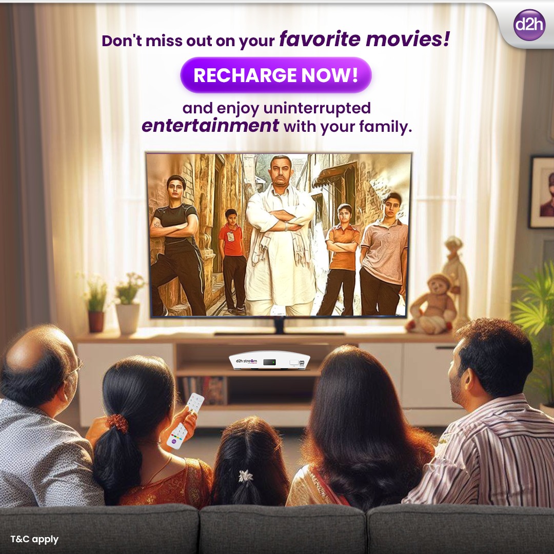 vzyindia's tweet photo. Life's hustle won't stop us from enjoying our cherished movies. Recharge today to ensure uninterrupted movie entertainment with your family!
.
.
#d2h #DirectToHeart #RechargeForJoy #RechargeToday #FamilyMovieTime #Recharge #Family #Entertainment #RechargeToday https://t.co/bWFT1COxuH