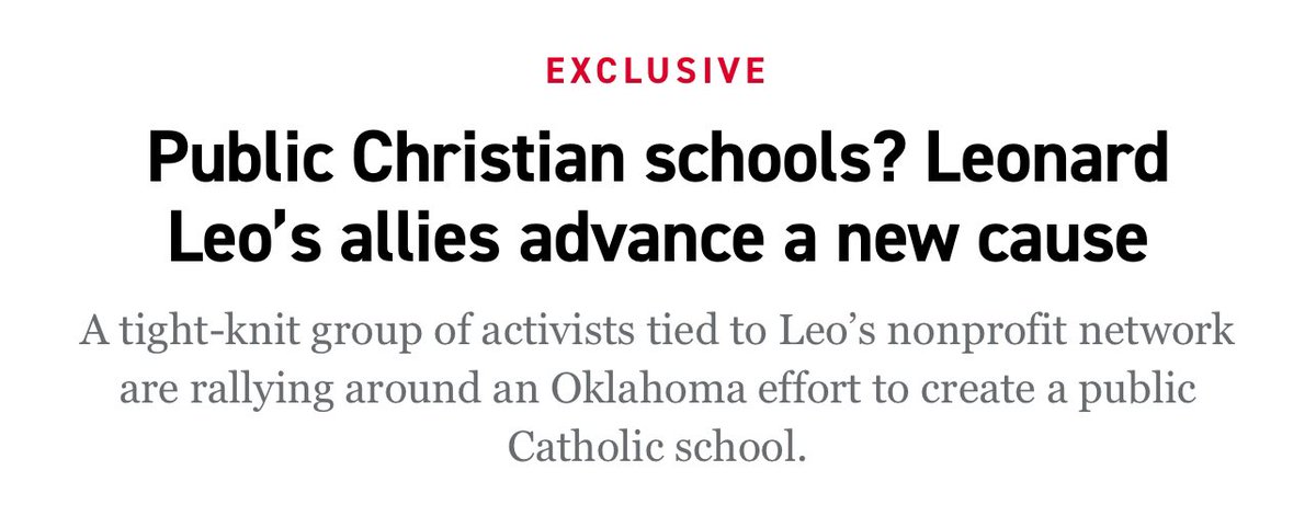 Read @HeidiReports piece @politico on the dark money push to divert tax dollars toward religious education that Leonard Leo and Co are teeing up as a follow-up to Dobbs @anelsona @kathsstewart @DianeRavitch @joshtpm @piper4missouri politico.com/news/2023/12/2…