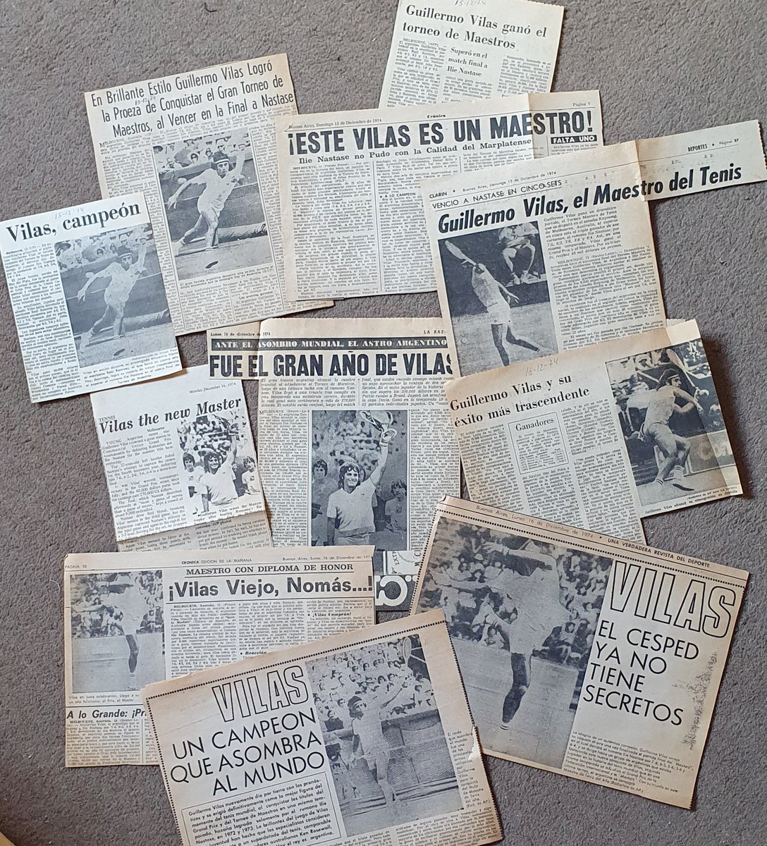 GuilleVilasOK's tweet image. Recortes periodísticos del día después: @GuilleVilasOK y su triunfo en el #Masters (hoy ATP Finals) 1974 en el  #Kooyong Lawn Tennis Club, sobre canchas de césped, tras vencer al rumano Ilie #Nastase por 7-6 (6), 6-2, 3-6, 3-6 y 6-4. Fue el domingo 15 de diciembre.

✍️📷 #EPPress