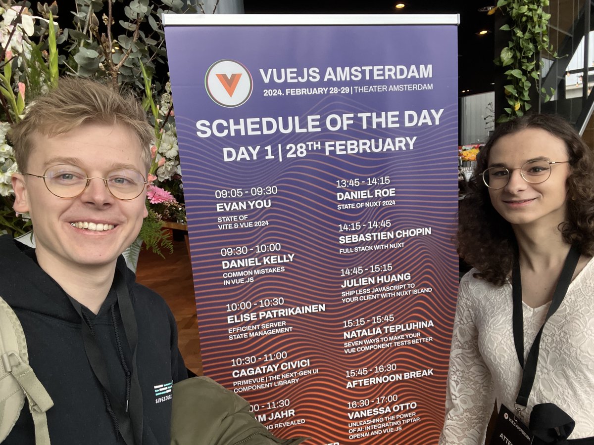 Greetings from the sidebase team <a href="/vuejsamsterdam/">Vuejs Amsterdam</a> 2024! 

We are really enjoying connecting with everyone and listening to amazing presentations about Vue! If you are also attending and want to meet up, feel free to reach out, we would love to get to know some sidebase users!