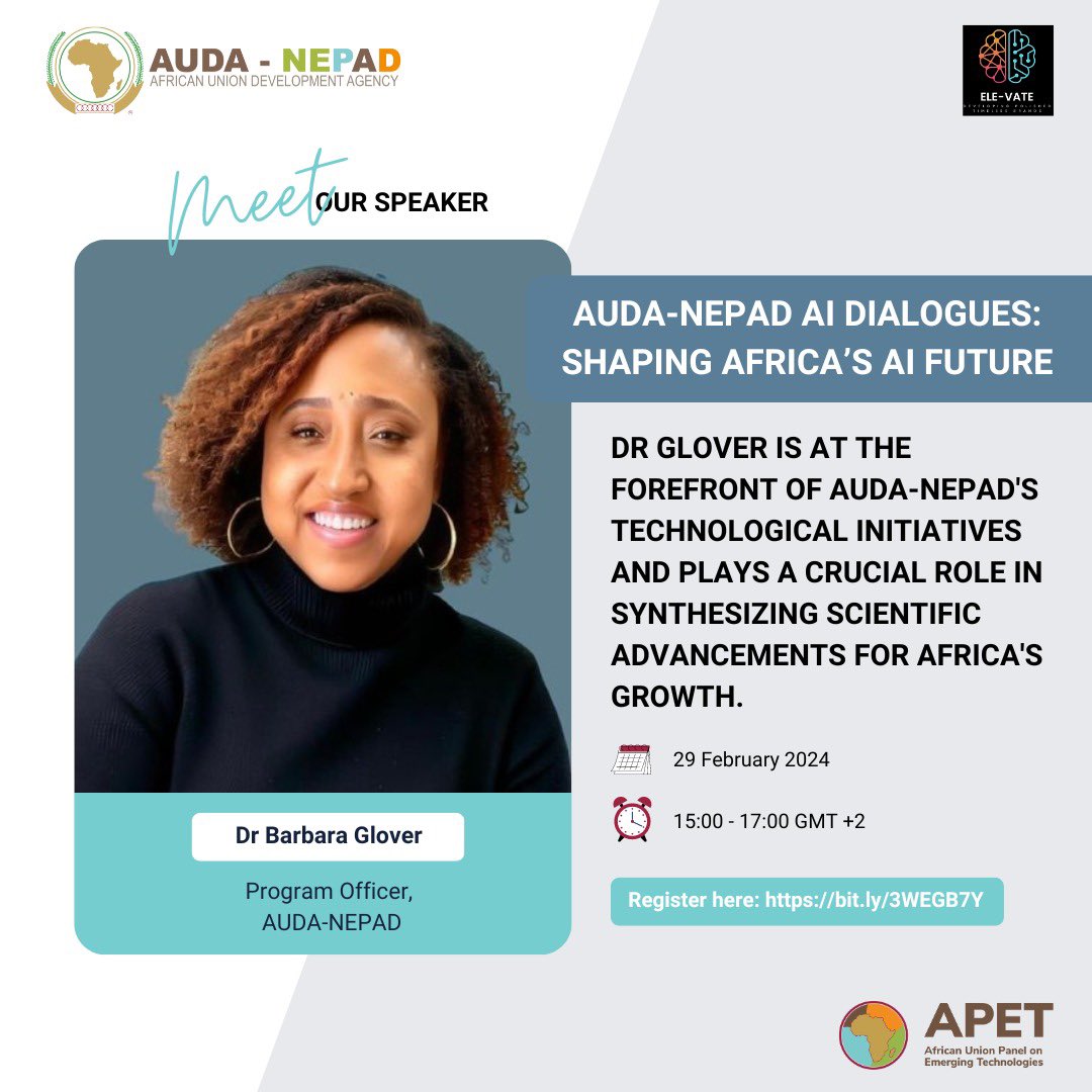Dr @BarbsGlover is delving into the AUDA-NEPAD #AI Continental White Paper & Roadmap, outlining our vision for AI's role in Africa's growth. Discover the roadmap to #innovation. It’s not too late to join us 👉🏽bit.ly/3uuJO20 #AIforAfrica #Agenda2063