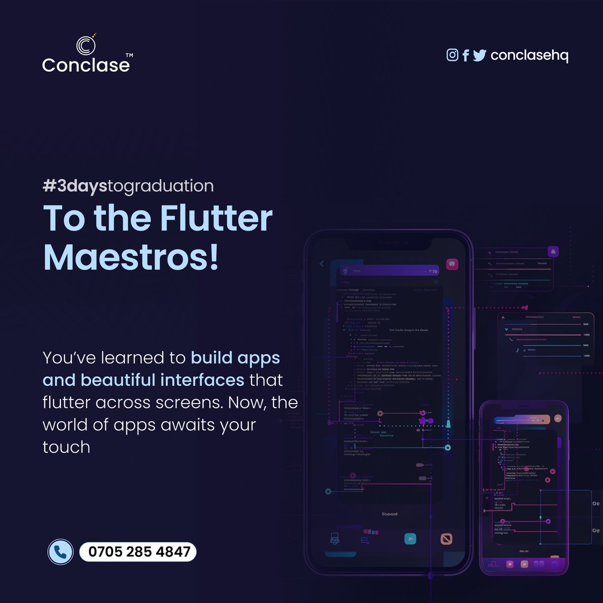 conclaseacademy's tweet image. Cohort 4 Conclase Academy Flutter Maestros! We’re looking forward to the beautiful apps and interfaces you build. What are your plans for your new skill?

 Let us know in the comments!

#Conclaseacademy #techinterns