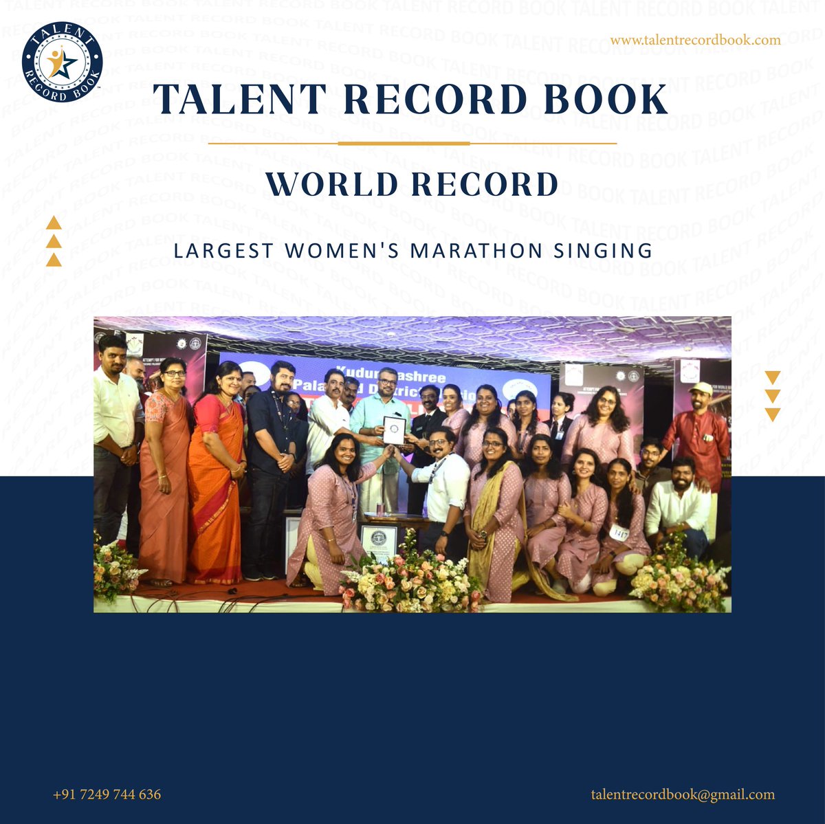 talentrecordtrb's tweet image. &quot;Swaram 2k24: 1,111 women, 10-hr musical marathon, cultural triumph! 🎶🏆 #UnityInMusic #KeralaMelodies #HistoricAchievement&quot; connect : talentrecordbook@gmail.com or give us a call at +91 73249744636