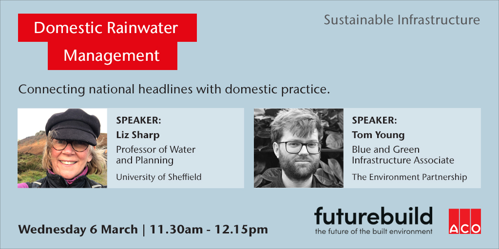 📢Attending Futurebuild Conference in London next week? Be sure to catch TEP’s Tom Young who is giving two talks. The first discusses Green/Blue/BioSolar roofs & #BiodiversityNetGain, followed by a presentation on UK & international domestic rainwater management solutions.👇