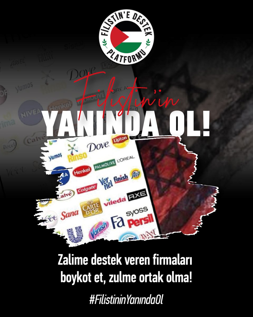 Zalime destek veren firmaları boykot et zulme ortak olma!

#FilistininYanındaOl