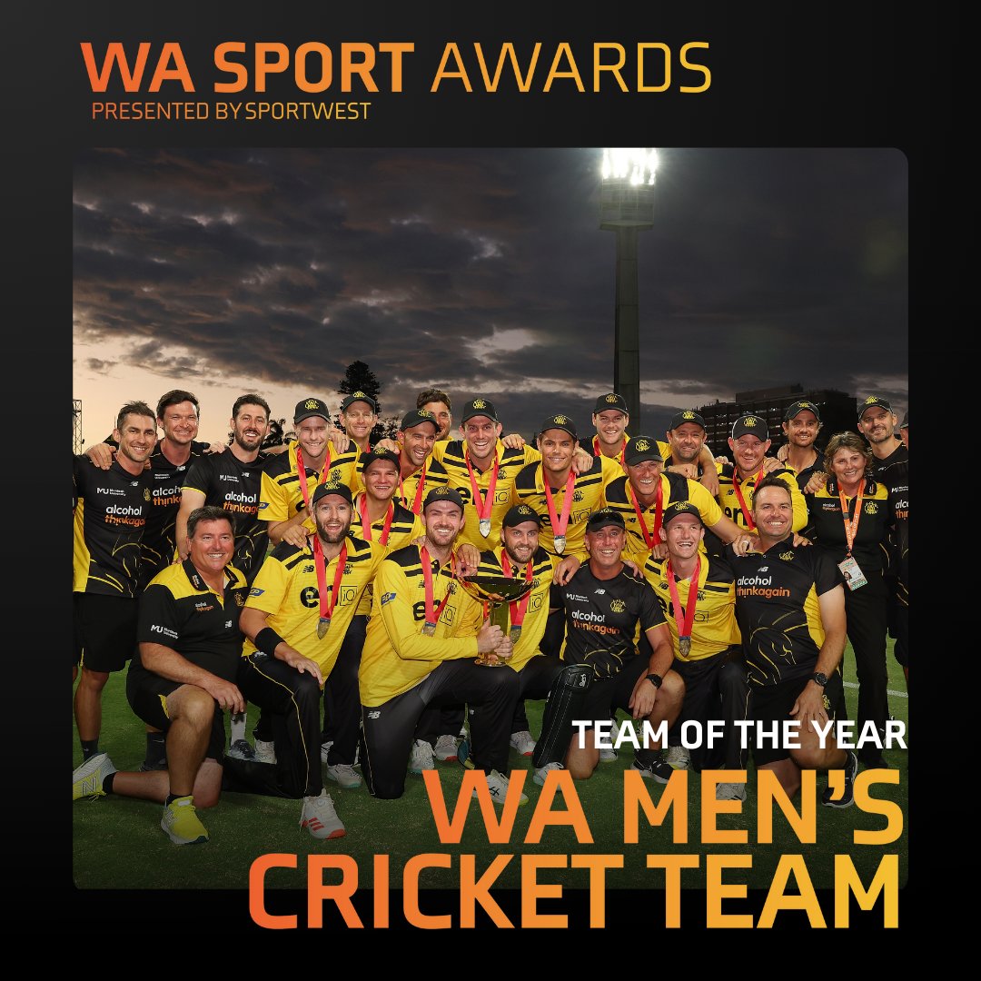 Staking their claim in Australian Domestic Cricket history, winning both the One-Day and Sheffield Shield titles in consecutive seasons, it's only right that the WA Men's Cricket Team are our 2023 Team of the Year! #WASportAwards #WASport #PerthNews #WACricket