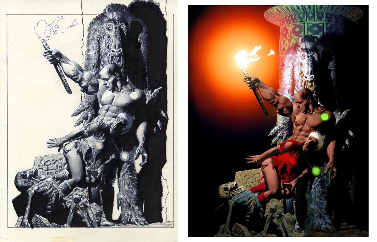 You may have seen the solicitations online for Corben's Den vol 4, which will be double sized. It features a never before seen illustration Corben did in 1991, where he combined hand drawing, 3-D software and Photoshop. Here is a look behind the scenes...