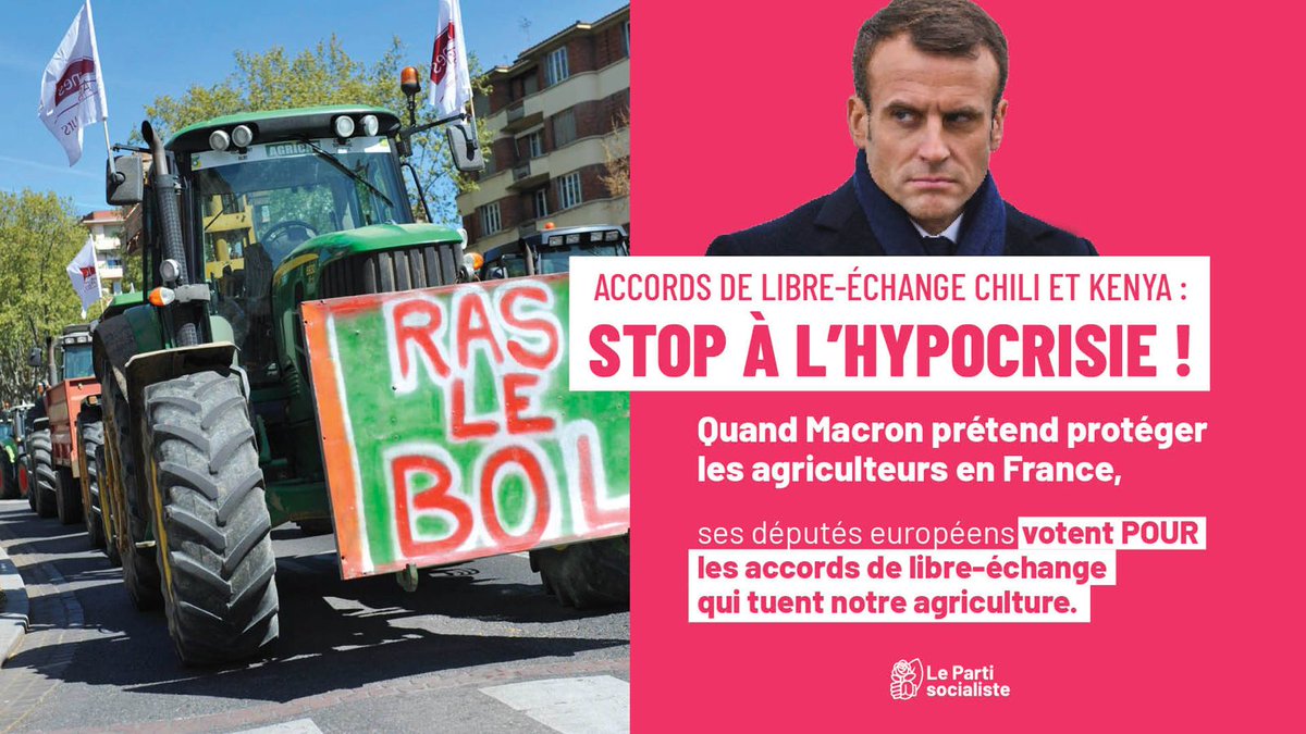 🇪🇺 Le Parlement européen adopte deux nouveaux accords de libre-échange.

Notre délégation <a href="/DSFEurope/">Eurodéputé-e-s FR S&D 🐝</a> a voté contre, mais les eurodéputés macronistes qui prétendent protéger nos agriculteurs ont voté pour.