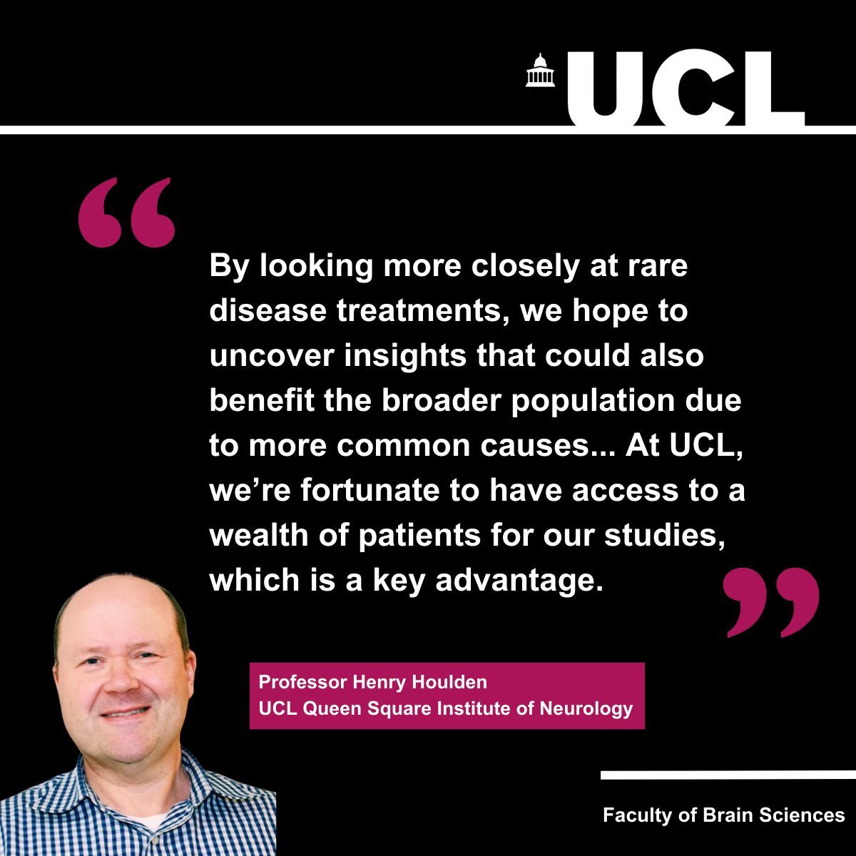 Prof Henry Houlden leads the @IonSynapse lab at @UCLIoN and plays a key role on the @GenomicsEngland board for rare diseases as part of the 100,000 Genomes Project. He explains what attracted him to research rare diseases ➡️ bit.ly/4bT6CJM #RareDiseaseDay