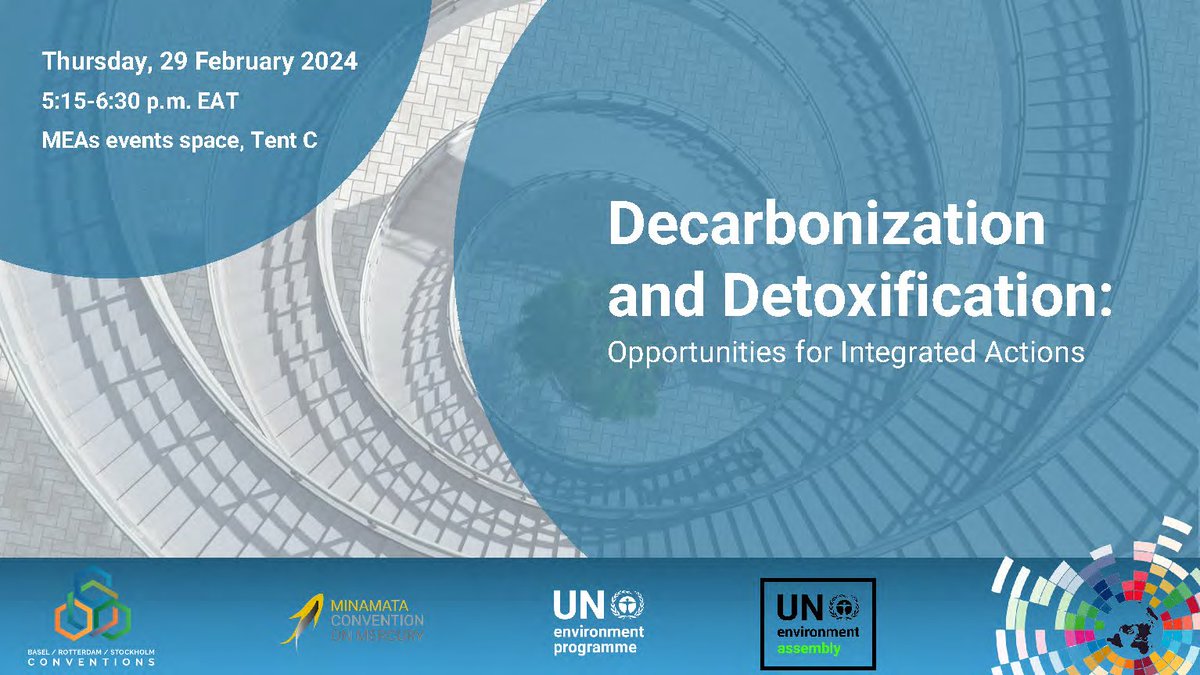 📺 Watch live: #UNEA6 side event 'Decarbonization & detoxification: opportunities for integrated solutions' 🔜 17h00-18h45 EAT: youtube.com/watch?v=n5rtS-… w/ @rolphpayet @MonikaStankiew3 @cmrodrigueze @Juliet_Kabera @SRtoxics