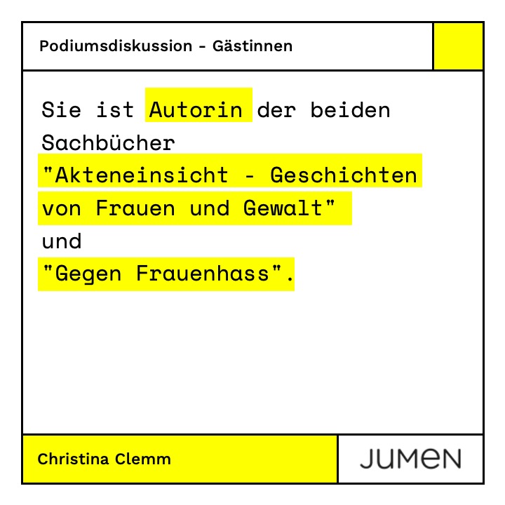 #Femizide strategisch verhindern - Möglichkeiten vor nationalen und internationalen Gerichten 

Als vierte und letzte Gästin und Expertin unserer #Podiumsdiskussion möchten wir euch Christina Clemm vorstellen:

Anmeldung: eveeno.com/121321608
