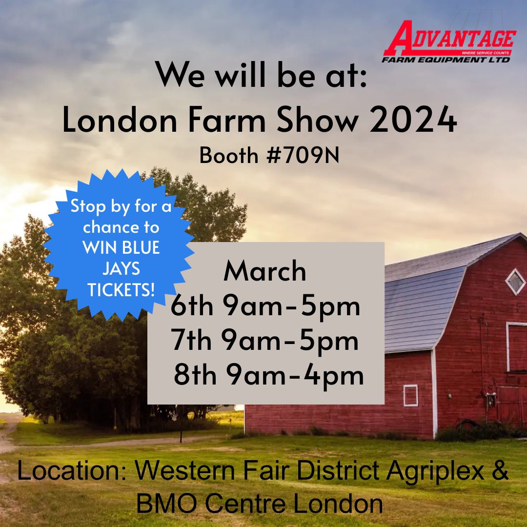 We will be at the London Farm Show again this year! Stop by for a chance to WIN 2 Blue Jay tickets! Booth #709N