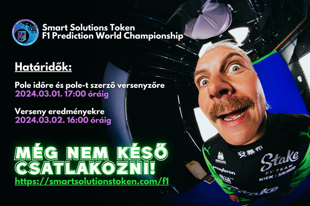 sstcrypto's tweet image. Smart Solutions Token
F1 Prediction World Championship
smartsolutionstoken.com/f1

#f1 #game #prediction #formula1 @redbullracing  @McLarenF1 @MercedesAMGF1 @AstonMartinF1 @ScuderiaFerrari @F1 @HaasF1Team @AlpineF1Team @visacashapprb @stakef1team_ks @WilliamsRacing