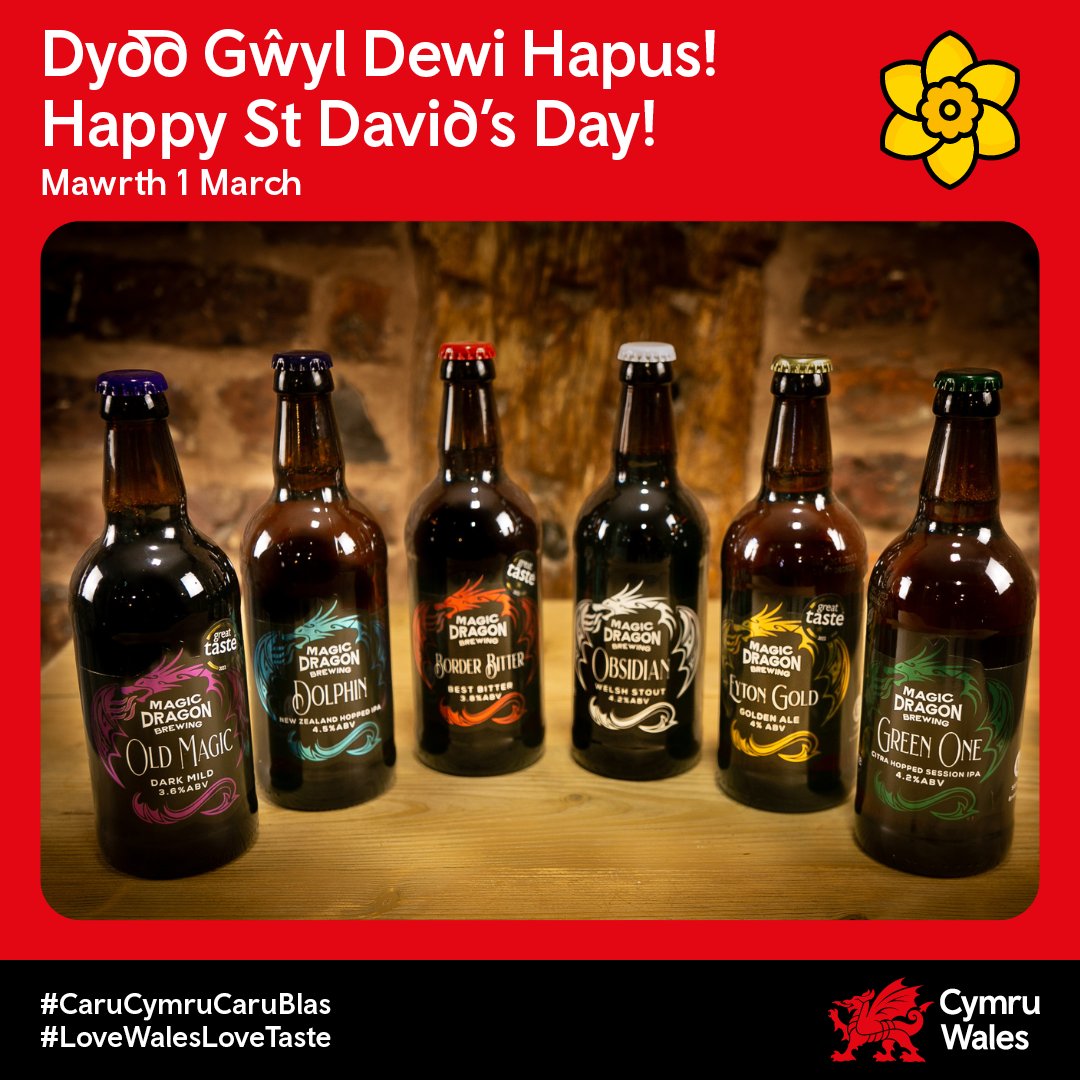 Dydd Gŵyl Dewi Hapus! #LoveWalesLoveTaste #CaruCymruCaruBlas #StDavidsDay #DyddGŵylDewi #MagicDragonBrewing