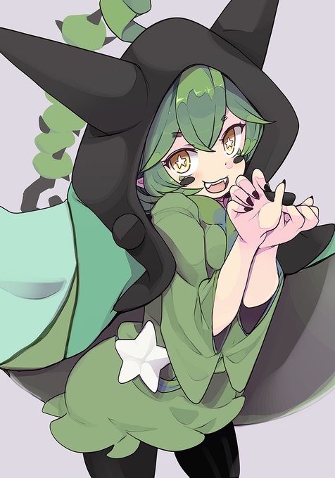 #今月描いた絵を晒そう 
【ポケ擬】👹🌺/🐱は1月 