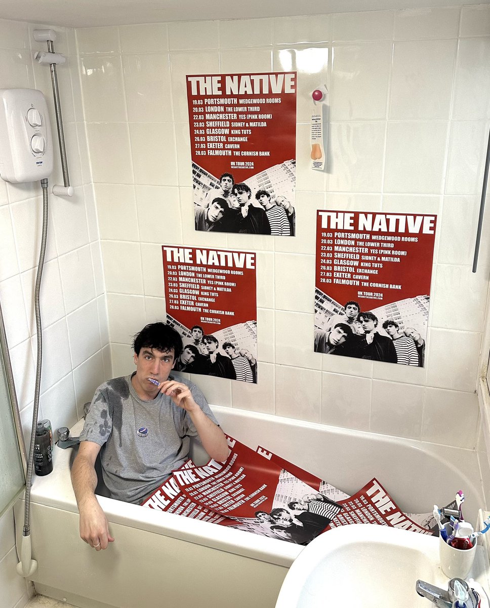 wearethenative_'s tweet image. Ready to bathe ourselves in glory on our UK tour. Shower us with support band suggestions in the comments, we’ll be picking a few to come along with us 💚

wearethenative.com/live